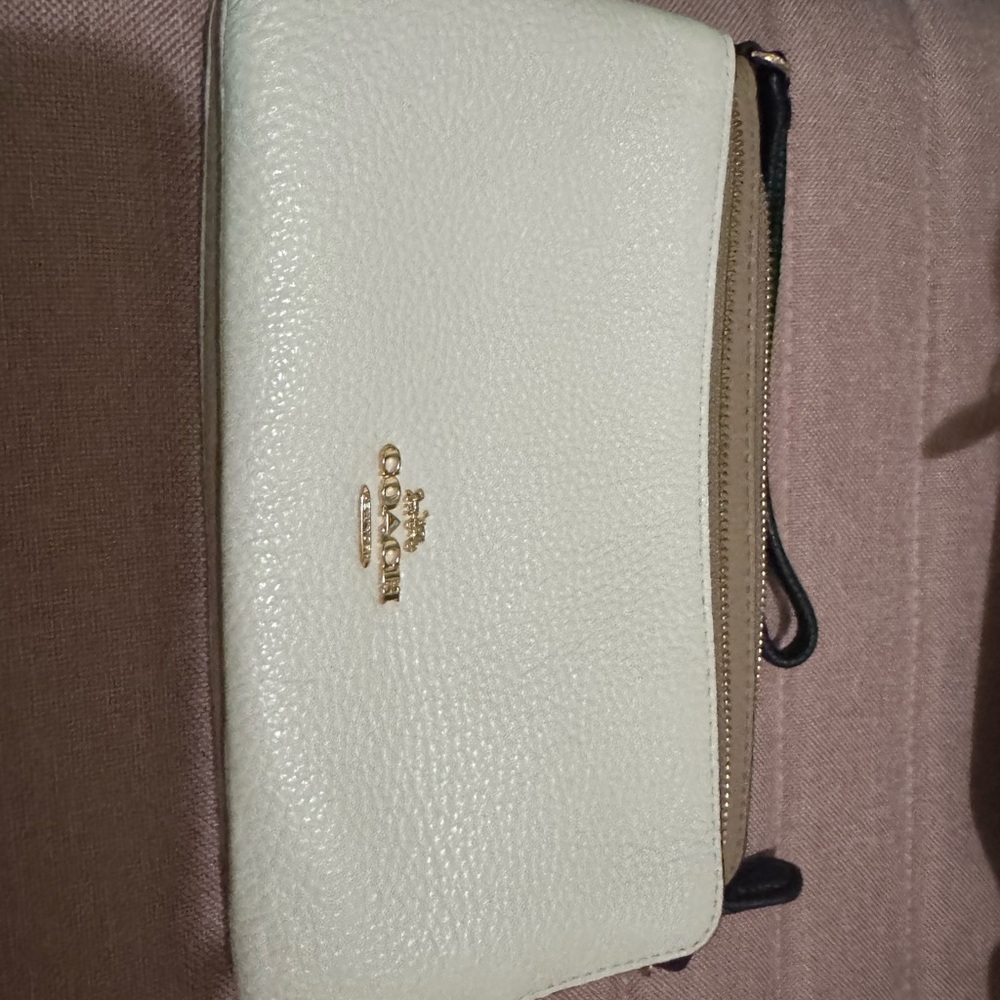 Coach Cream Leather Wristlet